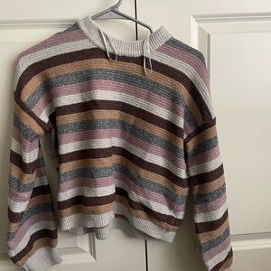 Striped Women's Sweater - Brown, Gray, Pink